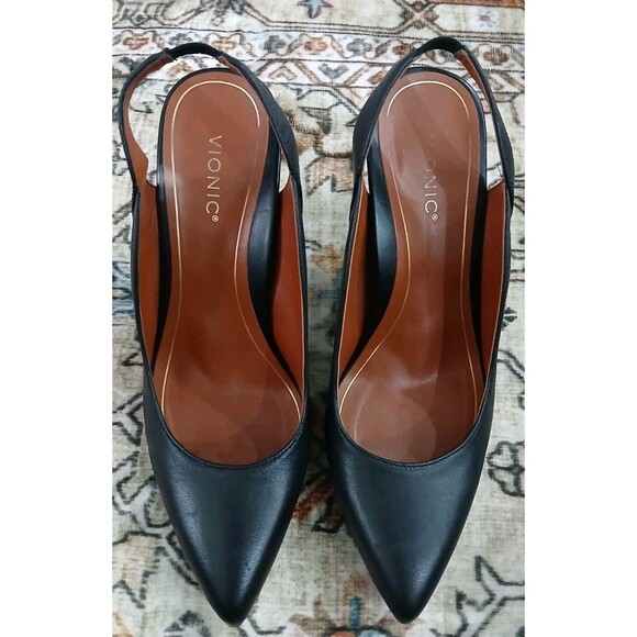 Vionic Womens Zinnia Sling Back Adalena Pump Size 9 Black 3in Heel - Picture 3 of 15
